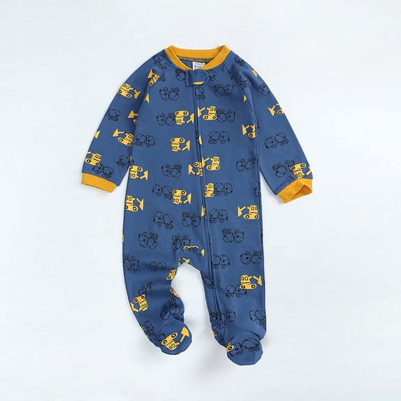 Joau Newborn Infant Baby Boys Girls Zip Up Onesie Romper Long Sleeve Footies Bodysuit Jumpsuit Coveralls Toddler Outfits Clothes 0-18 Months