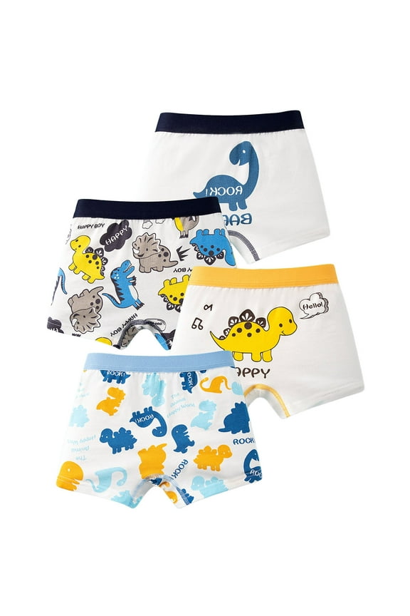 Baby Boys Boxer Briefs Soft Cotton Toddler Dinosaur Underwear Children Truck Panties for Kids Aged 3-9 Years Old, Tag Free & Breathable, 4 Pack