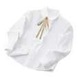 thumbnail image 1 of Miqool Girl's Dress Shirts Ruffle Front Long Sleeve Collared Button Down Shirts White Blouses School Uniform 4-16 Years, 1 of 2