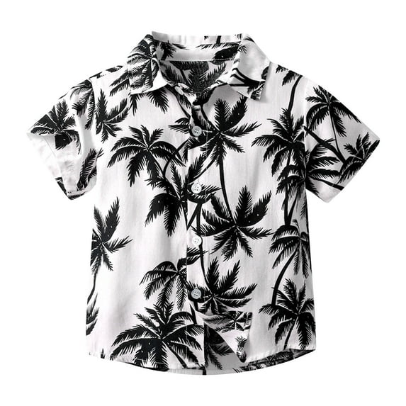 Miqool Toddler Boys Girls Hawaiian Shirt Kids Tropical 3D Print Short Sleeve Button Down Shirts for 6Months-13 Years Old