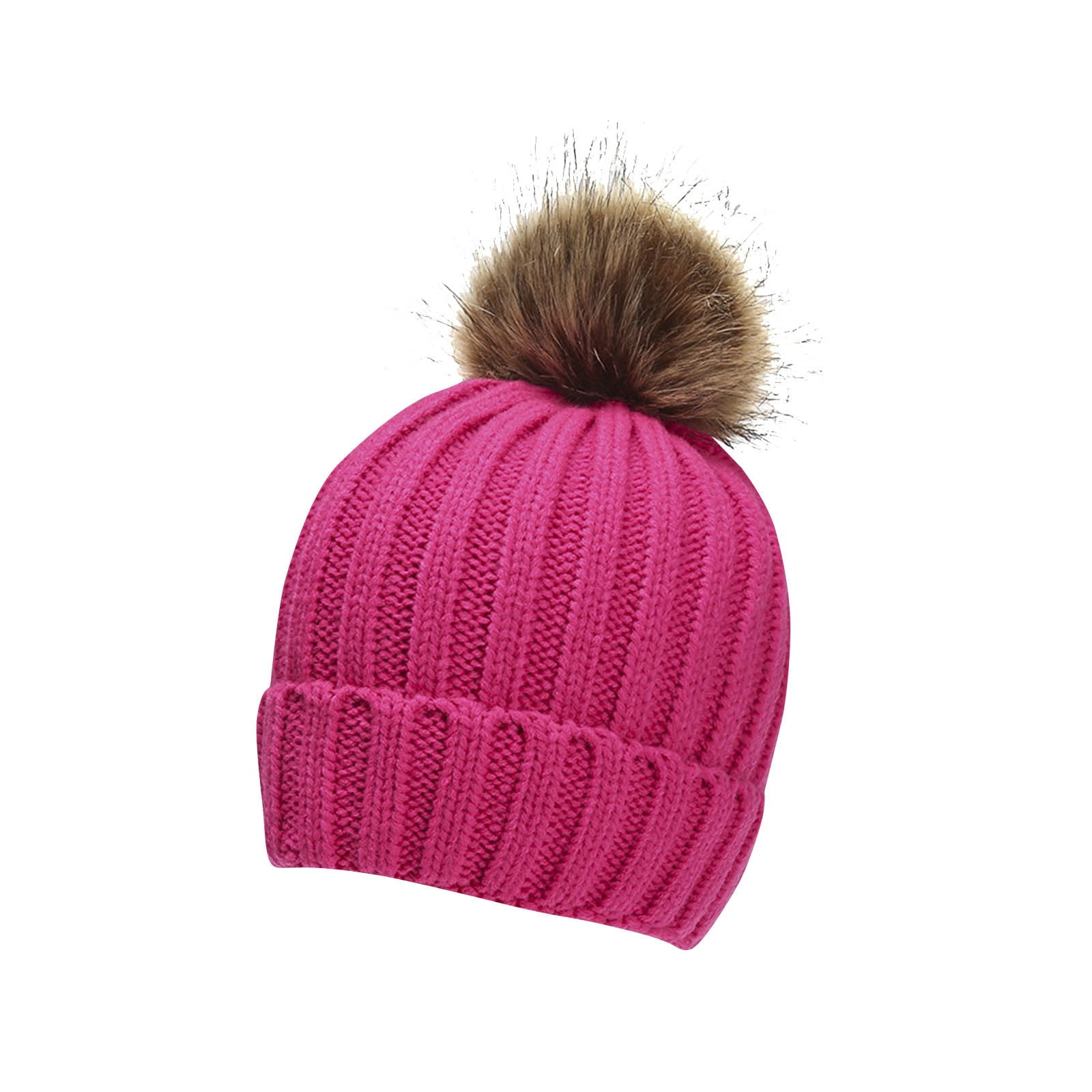 Fuchsia pink knit toque with cords, baby Fuchsia pink knit toque with cords, baby
