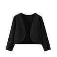 thumbnail image 1 of Baby Days Fashion YLSDY Girls' Bolero Shrug Cardigan Jacket Long Sleeve Open Front Cute Lightweight Knit Cropped Cardigan Black 5Y, 1 of 8
