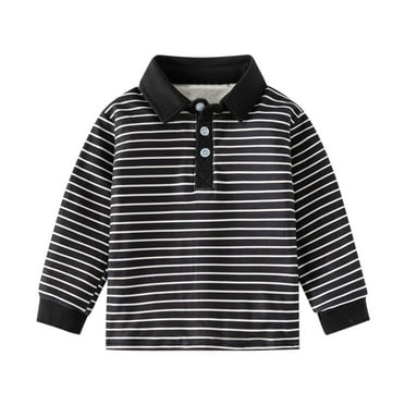 Baby Days YLSDY Children Baby Boys Long Sleeve Button Down Solid Color Plain School Uniform Polo Shirt Spring Fall Top Black 7 Years