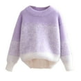 thumbnail image 1 of Baby Days YLSDY Girls Fleece Pullover Sweater Thick Warm Spring Fall Long Sleeve Knit Tops Casual Cozy Festival Sweaters Purple 5 Years, 1 of 7