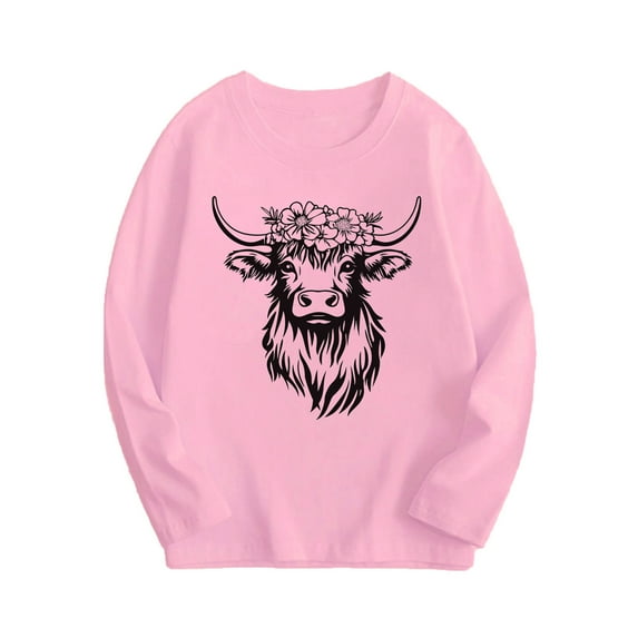 Baby Days YLSDY Girls Spring Sweatshirts 2025 Crewneck Trendy Shirts Kids Long Sleeve Dressy Casual Pullover Fashion Going Out Tops Pink 5-6 Years