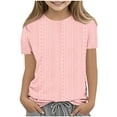 thumbnail image 1 of Baby Days YLSDY T Shirts for Girls 3-12 Years Eyelet Tops Loose Fit Summer Fashion Short Sleeve Pullover Tee Shirts Casual Hollow Tops Pink 110, 1 of 4