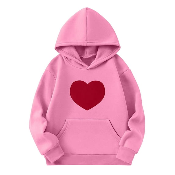 Baby Days YLSDY Women's Heart Print Oversized Hooded Sweatshirts Casual Plus Size Comfy Long Sleeve T-Shirts Pullover Tops Pink 3 Years