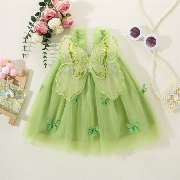 Flower Girl Dress Toddler,Toddler Girl Clothes,Summer Little Girls Dresses ,Toddler Kids Kids Girls Cute Summer Mesh Solid Color Print Bow Suspenders Dress Skirt