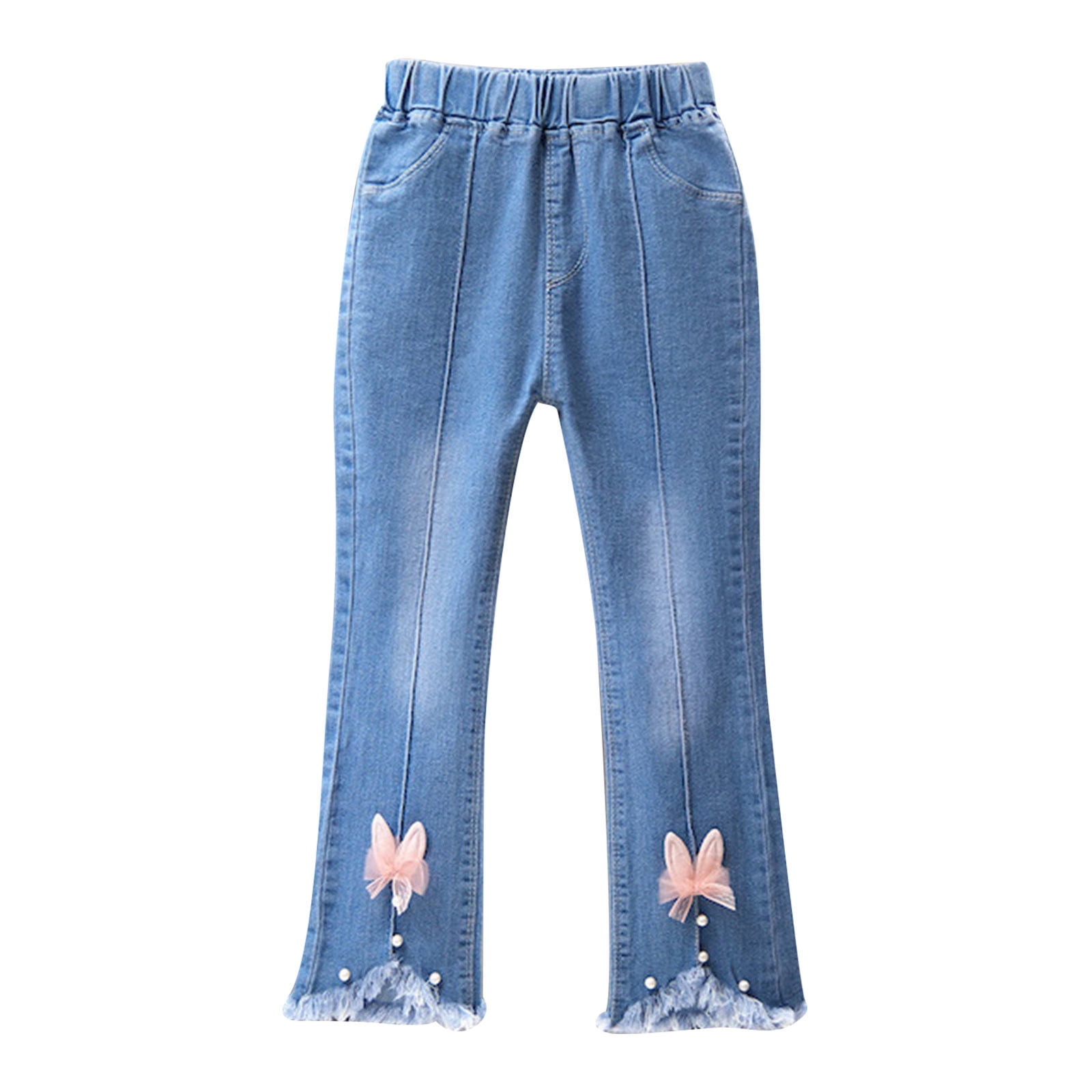 Baby Deals Spring Savings!2-13 Years Girls Flare Jeans,Girls Baggy Wide Leg  Jeans,Fashion Cute Sweet Boe Trousers Jeans ,Girls Bell Bottom Jeans