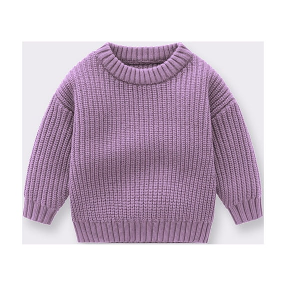 Baby Deals!Toddler Girl Clothes Clearance,Baby Knit Sweater Boy Girl Sweater Infant Toddler Knitted Pullover Top Warm Solid Long Sleeve Clothes Thick Sweaters for Toddler Boys 6 Months-5 Years