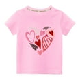 thumbnail image 1 of YANHAIGONG 3-10Years Valentine Clothes Girl,Cute Short Sleeve Valentine Girl Shirt,Casual Round Neck Valentine Heart Print Tops Girls,Valentine's Day Top for Toddler Girl Boys, 1 of 5