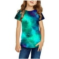 thumbnail image 1 of YANHAIGONG Cute Galaxy Tie Dye Shirts for Girls,3-14 Years Kid Girls Tie Dye Graphic Crop Tee,Colorful Round Neck Short Sleeve Casual Summer Blouses,Cute Tee Shirt Tops, 1 of 4