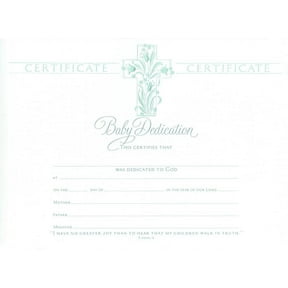 Baby Dedication Certificate, (Paperback)