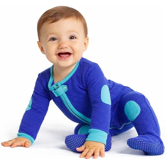 Baby Deedee Sleepsie Quilted - Cotton Baby Footed Pajama 3-6M Peacock