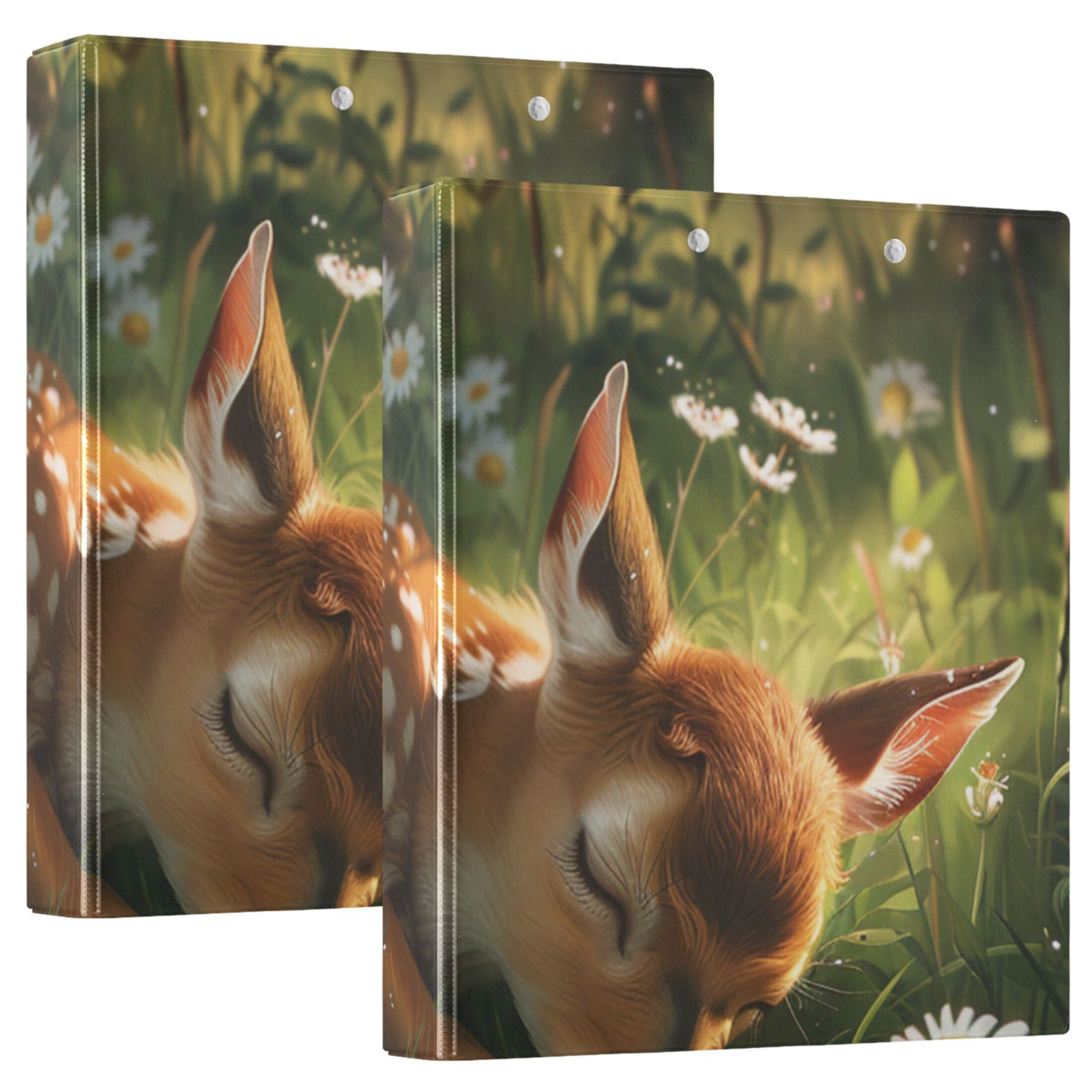 Baby Deer 3 Ring Binders 1.5 inch Hardcover File Folders with Interior Pockets A4 Size Organizer for School Office Hospital