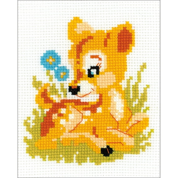Baby Deer Counted Cross Stitch Kit - 6" x 6" - 10 Count