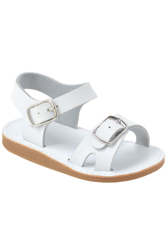 Little Girls White Leather Double Strap Sandals 8 Toddler