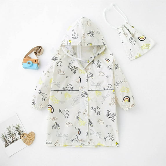 3-13 Years Toddler Raincoats for Boys Girls,Waterpoof Rainwear for Kids with Hooded,Cute Cartoon Print Zipper Rain Jacket Girls,Kids Coat Fall Winter School Outfit Outwear