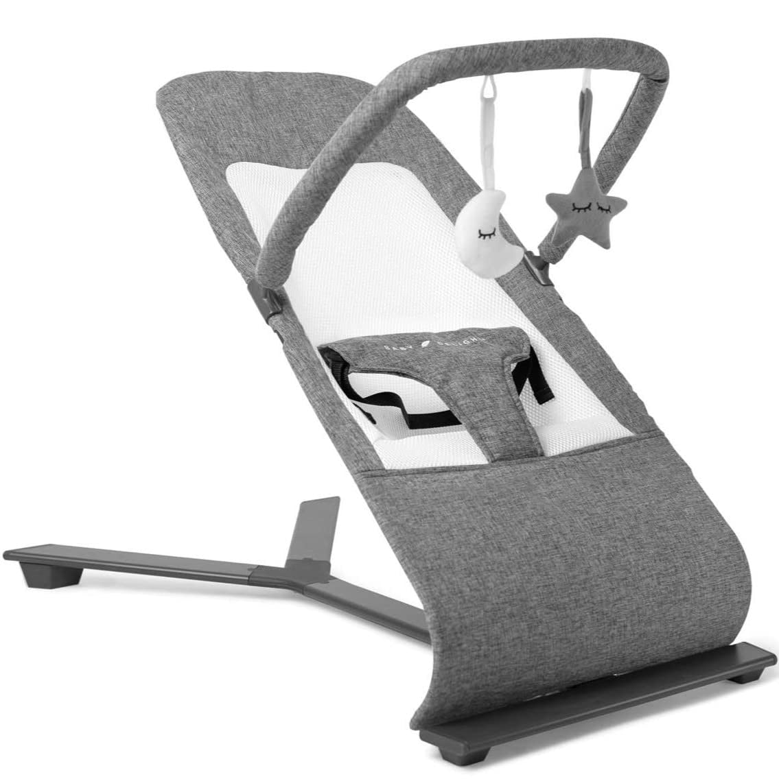 Baby Delight Alpine Deluxe Portable Baby Bouncer, for Infants 0-6 Months, Charcoal Tweed