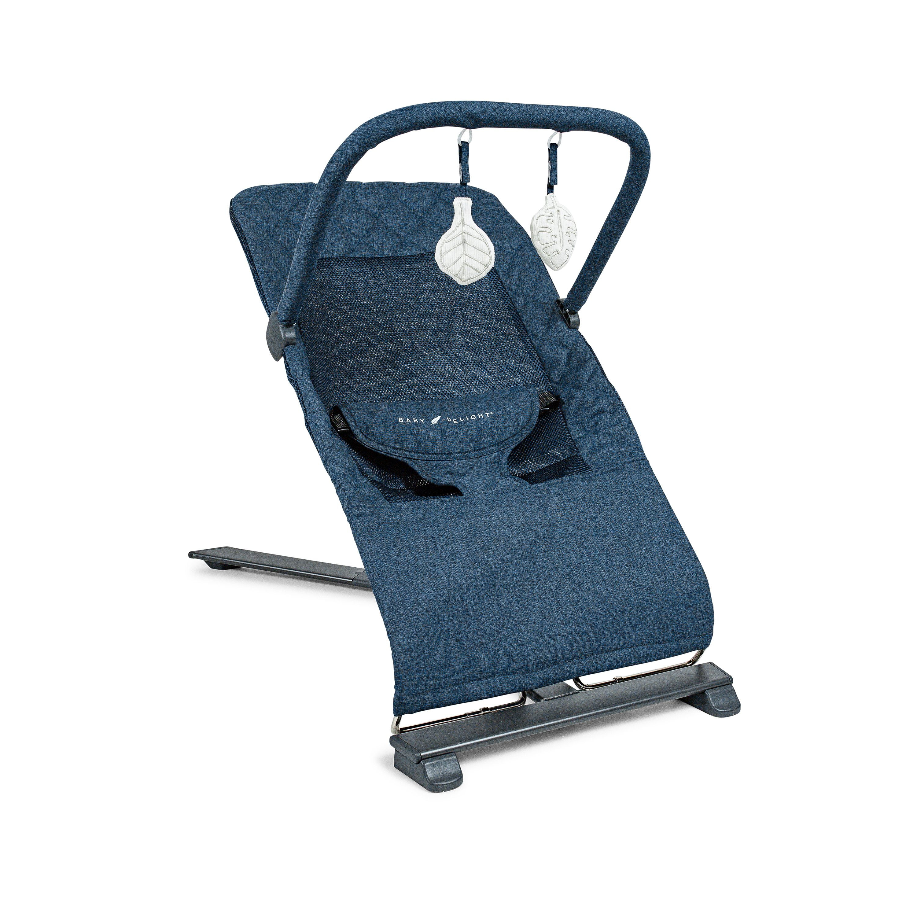 Aura Deluxe Portable Rocker & Bouncer - Quilted Charcoal Tweed