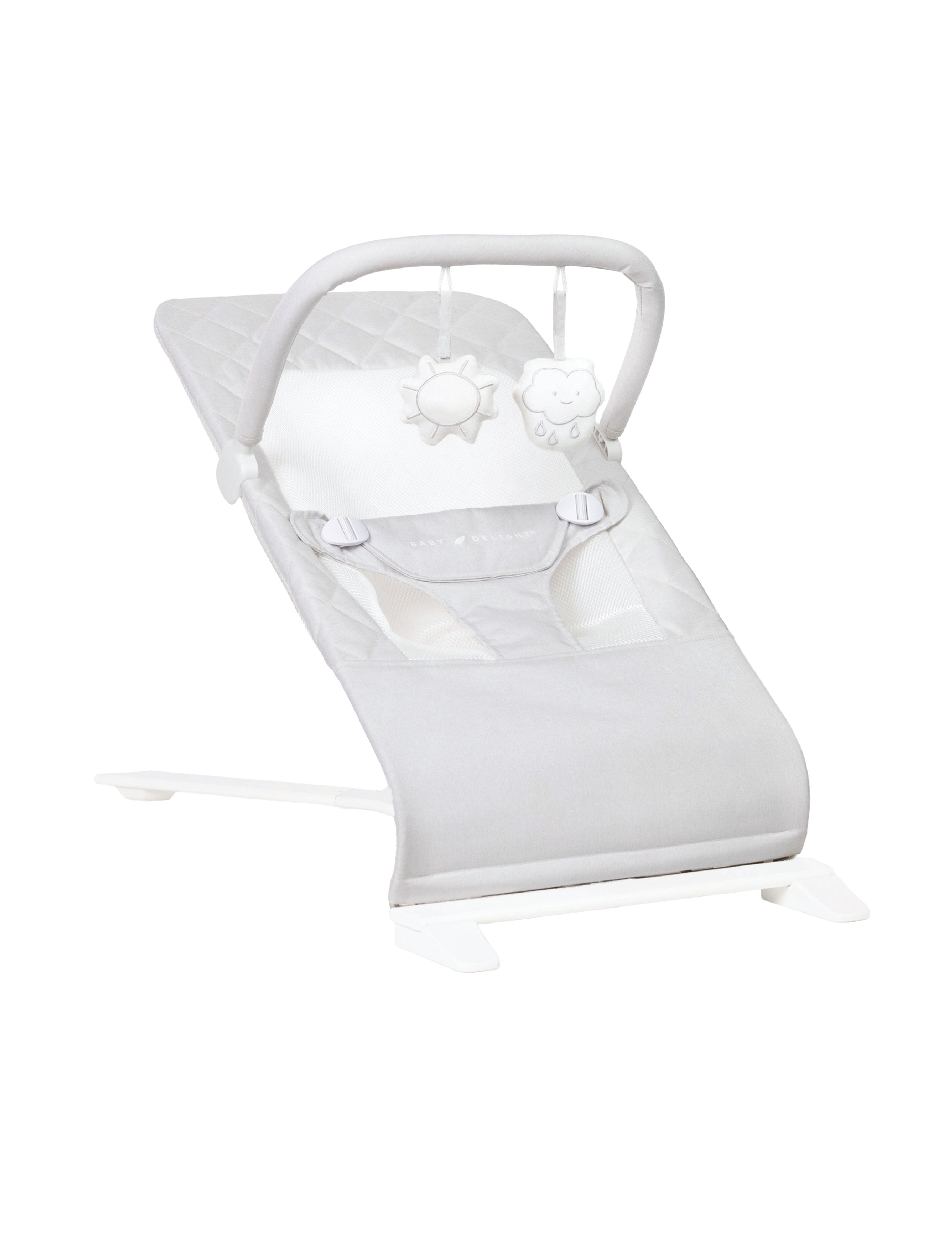 Baby Delight Alpine Deluxe Portable Bouncer, for Infants 0-6 Months, Driftwood Grey