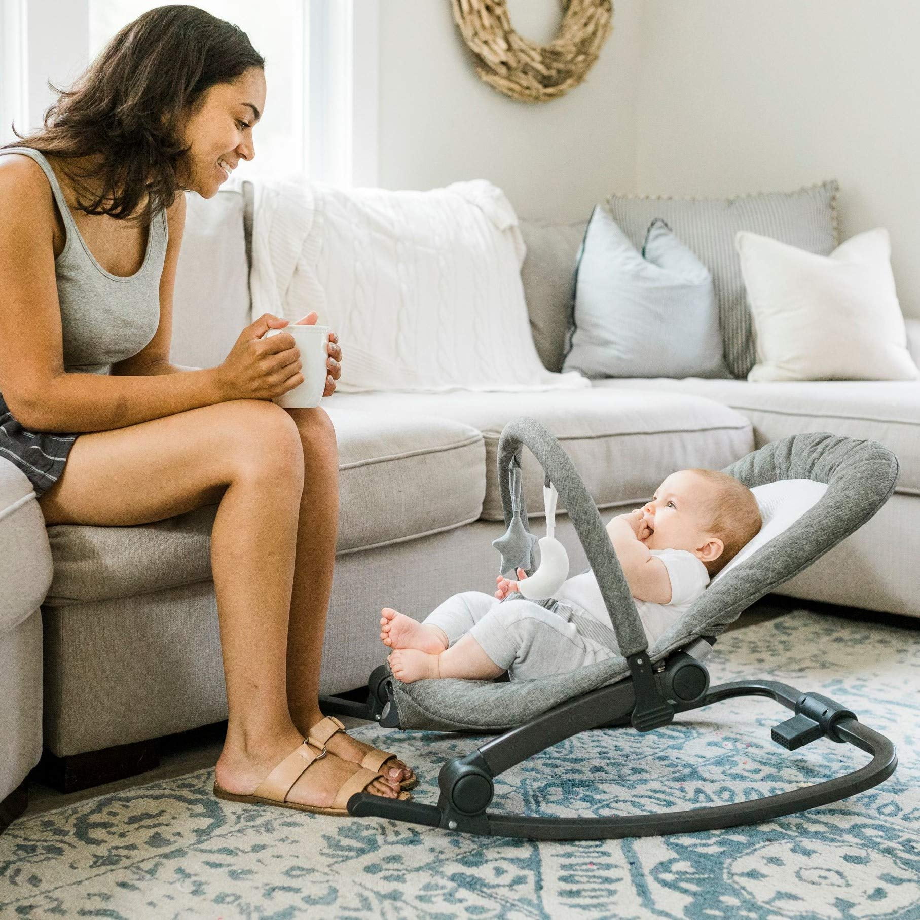 ☆Baby-☆ 豪華ビジュー アームバングル オーロラ Baby Delight Aura Deluxe Portable Rocker, Quilted Charcoal Tweed