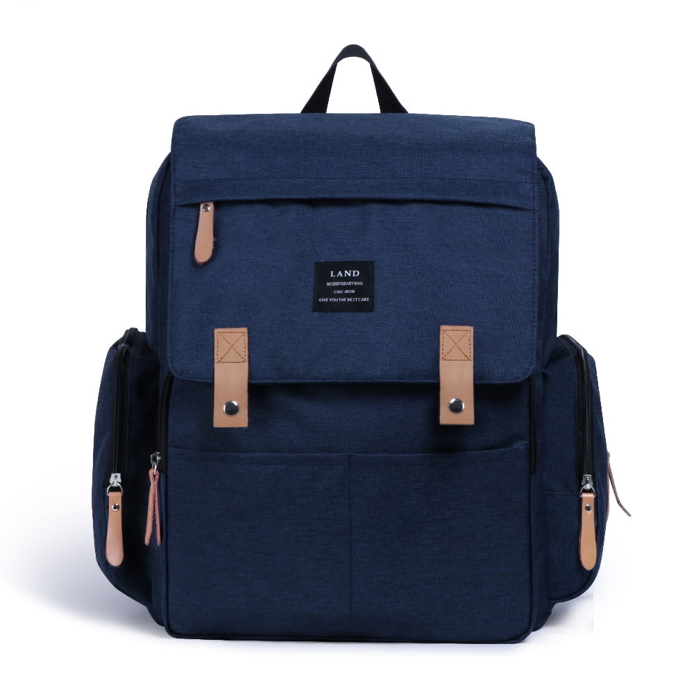 Baby Diaper Backpack - Large Capacity Waterproof Nappy Bag with Insulated Pockets, Stroller Straps and Changing Pad, Travel Backpack&Outdoor Bag (Navy Blue)
