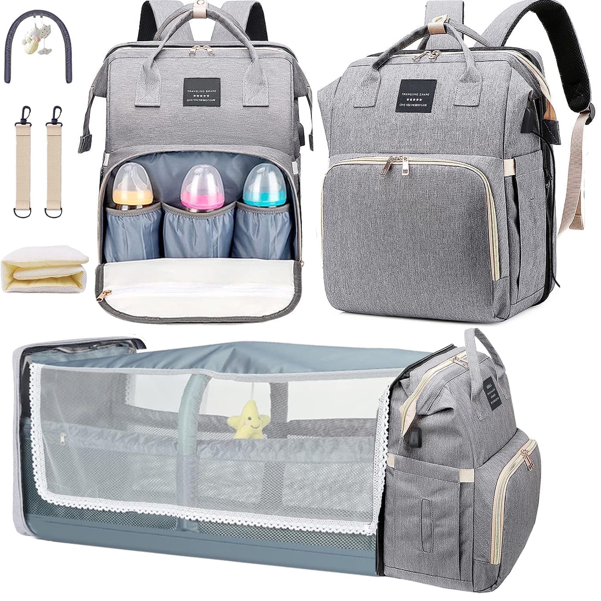 Anoak Baby Diaper Bag Backpack with Changing Station, Large Capacity Baby Bag, Waterproof Travel Backpack with USB Charging Port, Stroller Straps , Baby Shower Gifts