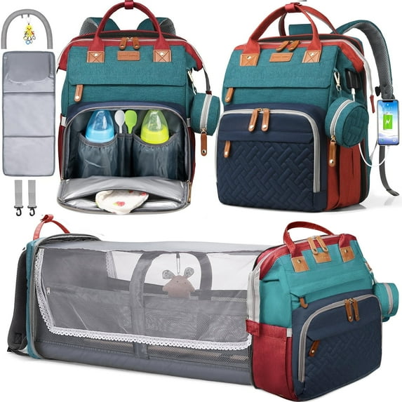 Anoak Baby Diaper Bag Backpack with Changing Station, Large Capacity Baby Bag, Waterproof Travel Backpack with USB Charging Port, Stroller Straps , Baby Shower Gifts