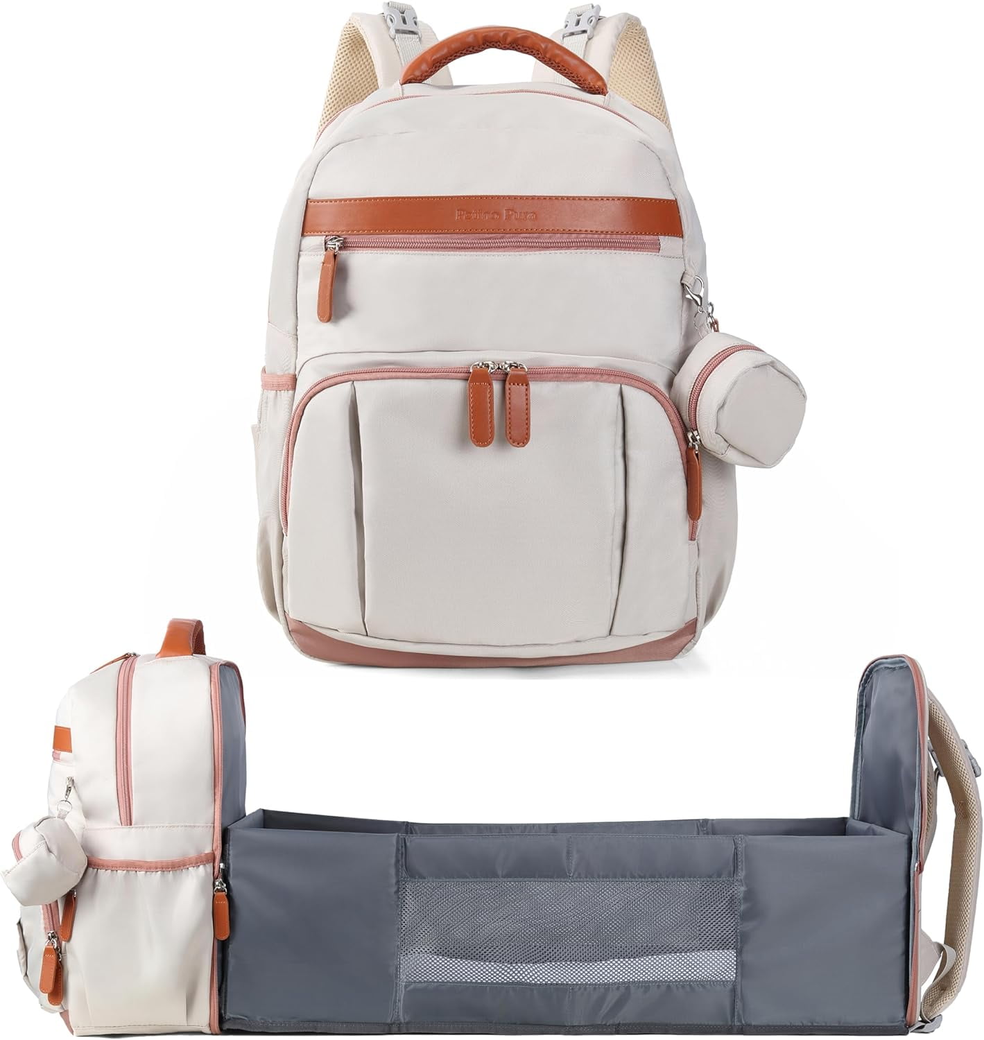 Baby Diaper Bag Backpack with Changing Station, 28Liters Capacity Nylon Baby Registry Mom Bags, Travel Friendly Unisex Bag, Essential Bag with Insulated Pockets
