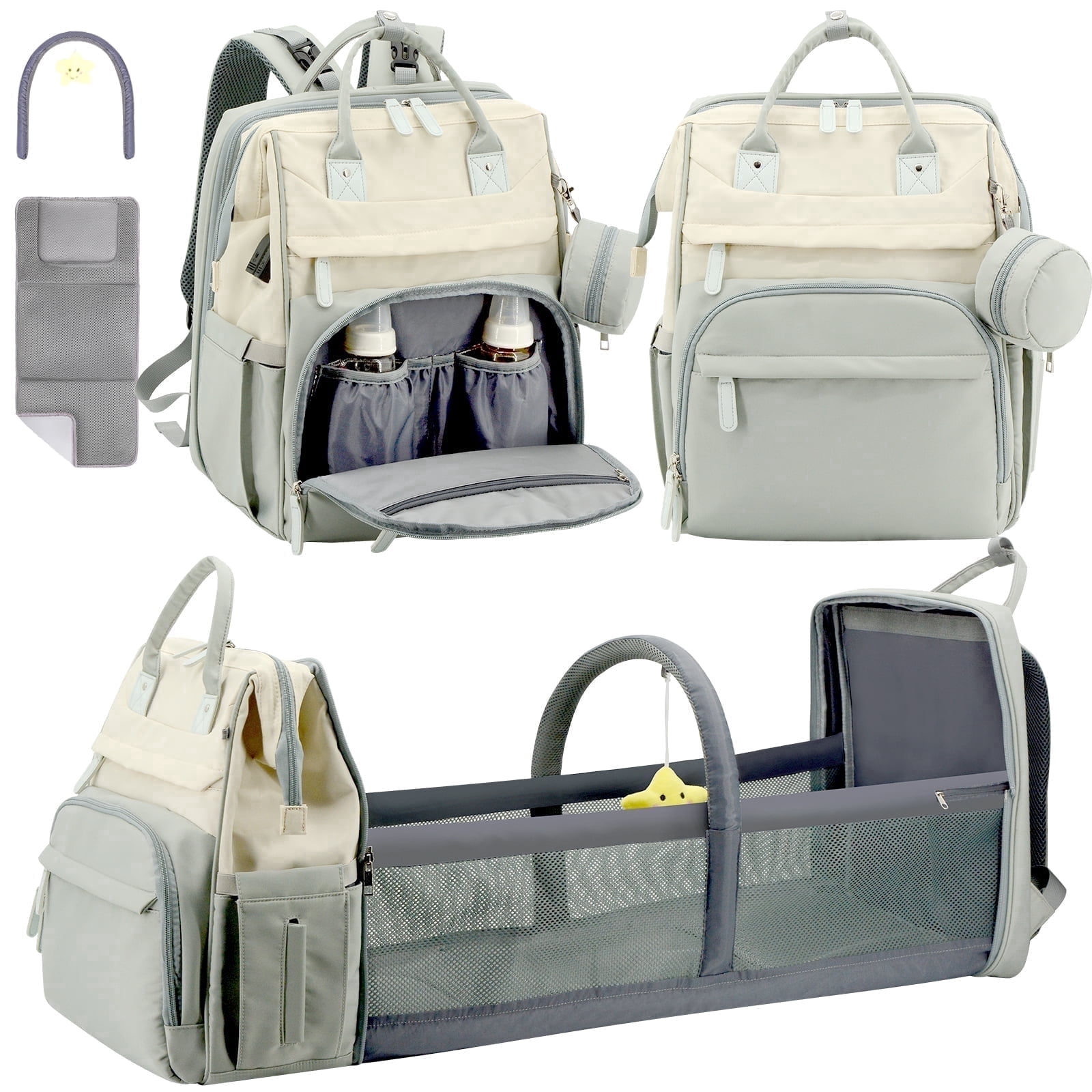 Baby Diaper Bag Backpack, Large Baby Bag with Bottle Holder, Stylish Diaper Backpacks for Travel