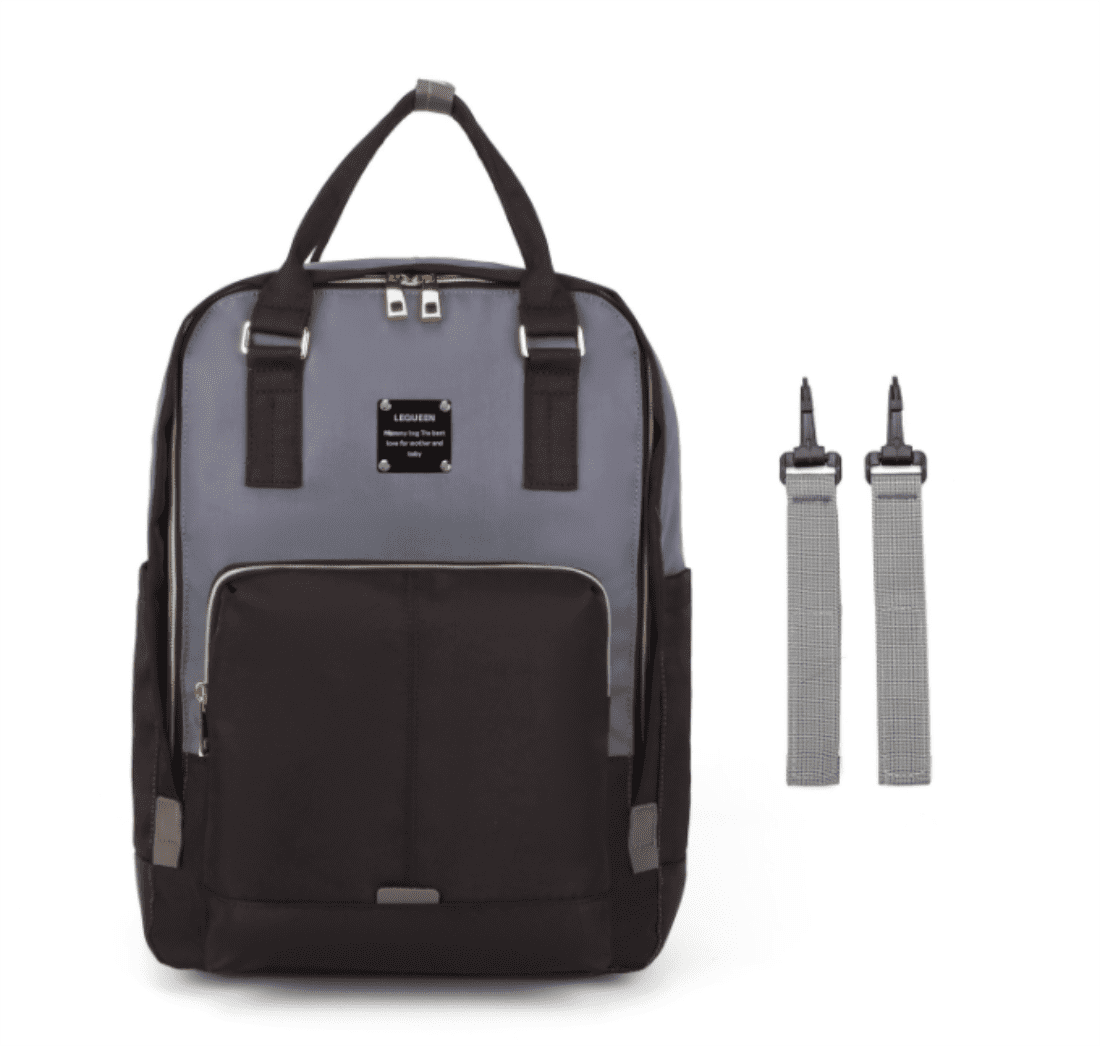 Baby Diaper Bag Backpack Tote Backpack Stroller Hanging Bag Travel Nappy Bag Multi-Function for Outdoor Working Mommy Bag Easy(Black Gray)