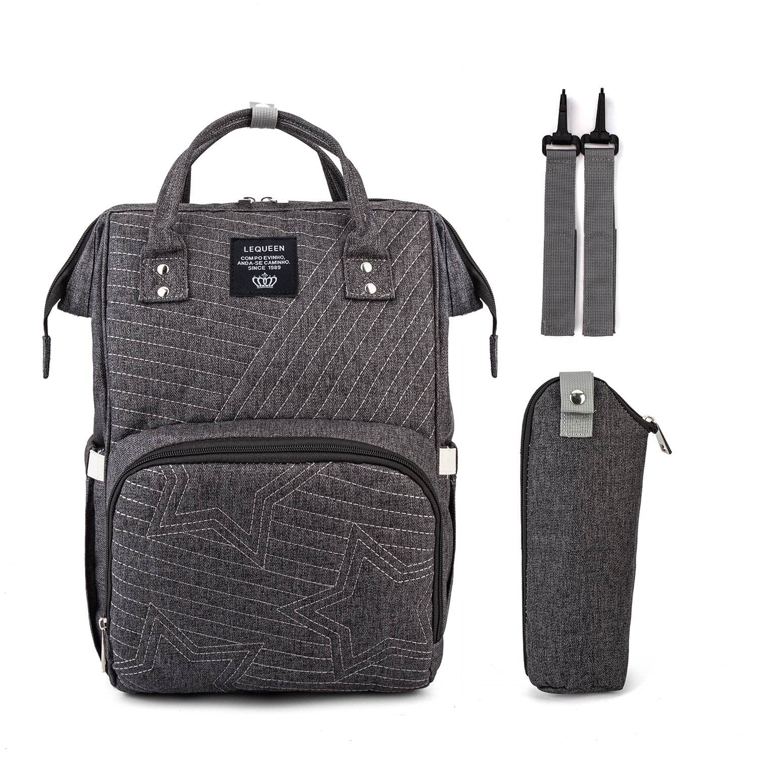 Baby Diaper Bag Backpack Tote Backpack Stroller Hanging Bag Travel Nappy Bag Multi-Function for Outdoor Working Mommy Bag Easy(Dark Gray)