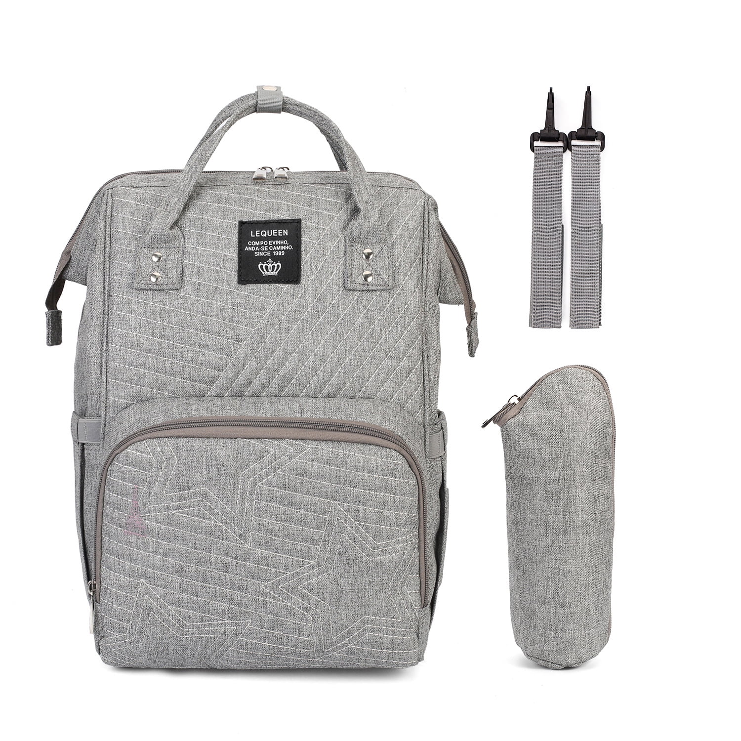 Baby Diaper Bag Backpack Tote Backpack Stroller Hanging Bag Travel Nappy Bag Multi-Function for Outdoor Working Mommy Bag Easy(Light Gray)