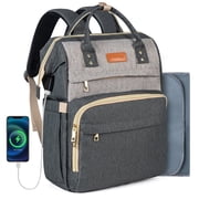 Baby Diaper Bag Backpack for Newborn Essentials, Kabaqoo Multifunctional Diaper Backpack Gray Gift