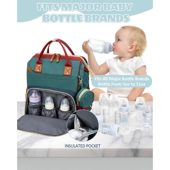 Baby Diaper Bag, Diaper Backpack, Mommy Bags with Multiple Pockets Travel-Friendly Maternity Backpack for Newborn Essentials,Waterproof, Colorful