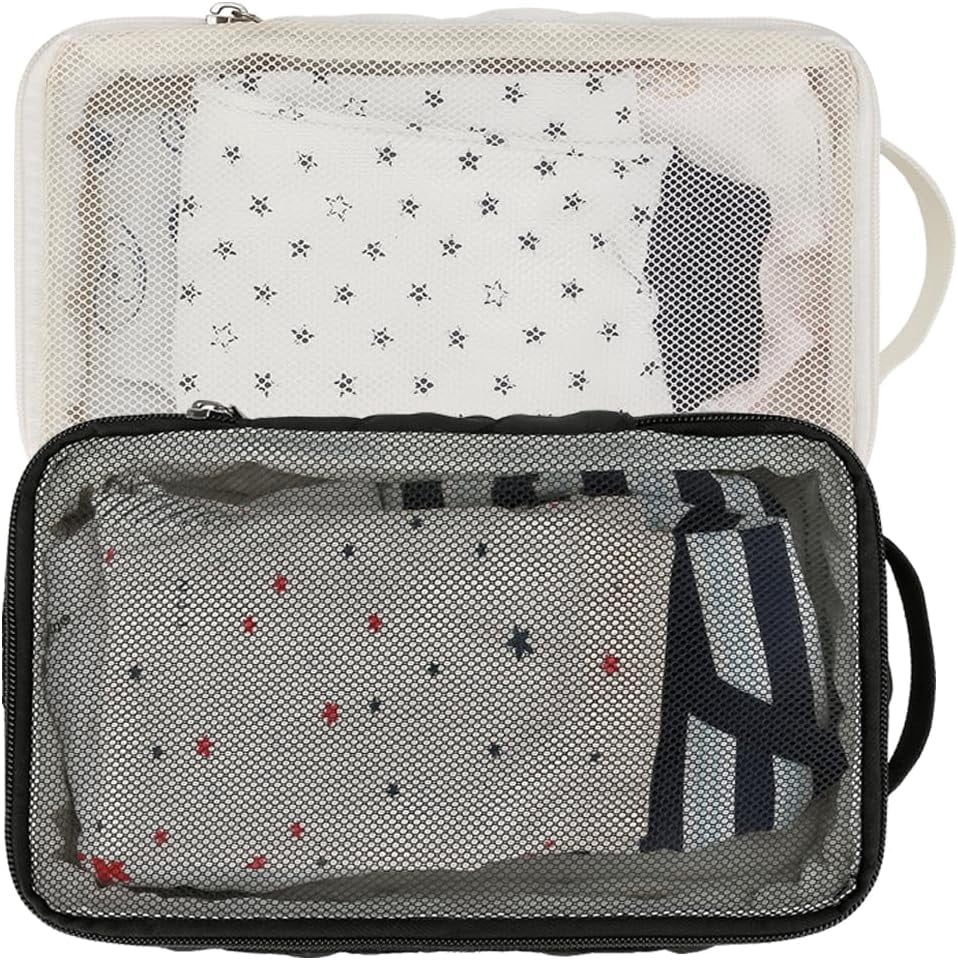 Baby Diaper Bag Organizer Pouches - 2 Pack Waterproof Pod Hanging Diaper Bag Mesh Bag Reusable, Washable or Baby Cloth Diapers (Black&White)
