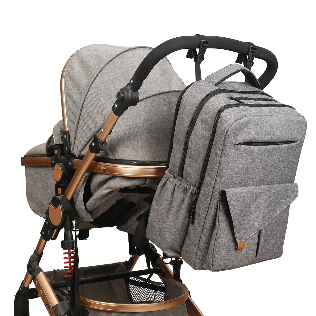 Baby Diaper Bag Tote Backpack Stroller Hanging Bag Portable Multifunction Diaper Organizer Storage Bag Mommy Bag for Outdoor Travel