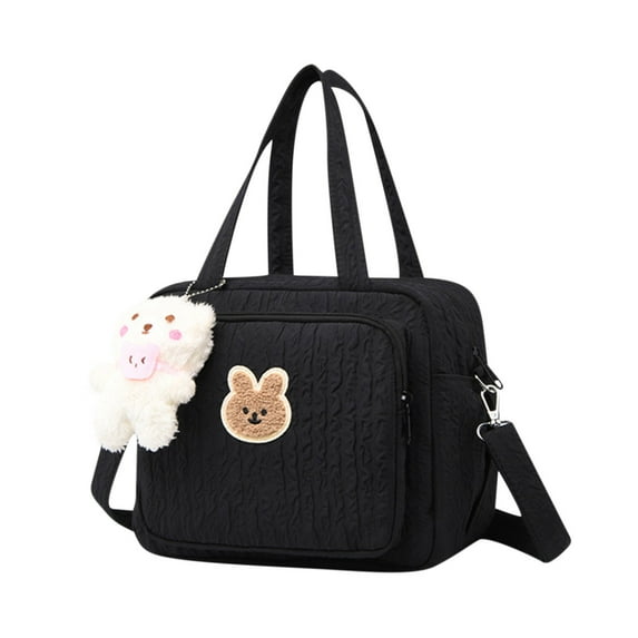 Baby Diaper Bag Tote, Mommy Bag Cute Baby Nappy Bag Crossbody Travel Diaper Tote Multifunction Baby Storage Bag Black