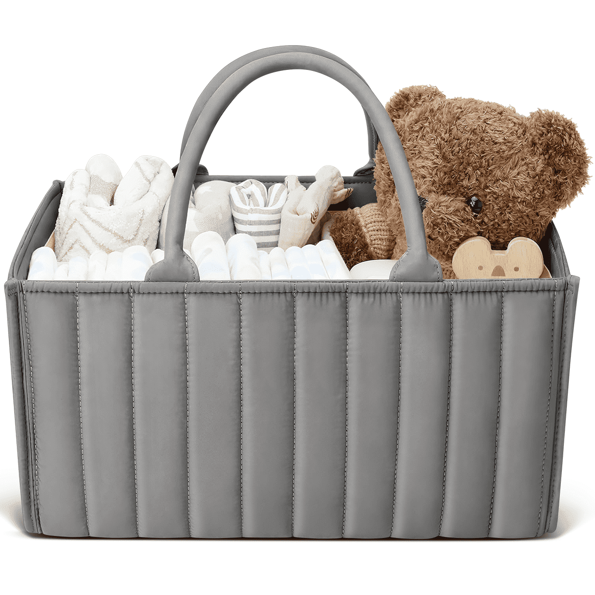 Baby Diaper Caddy Basket Organizer-Sturdy, Breathable & Washable, Large Organizer Tote Bag  for changing table, Diaper Nursery Storage Organizer for Baby Stuff, Baby Shower Gifts for Newborn, Gray