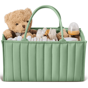Baby Diaper Caddy Basket, Stylish Baby Diaper Caddy Organizer, Breathable & Washable - Storage Basket for Diapers, Car Caddy Organizer, Nursery, Baby Gift Registry Newborn Essentials,Sage Green