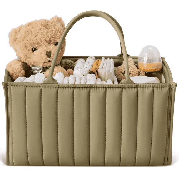 Baby Diaper Caddy Basket, Stylish Baby Diaper Caddy Organizer, Breathable & Washable - Storage Basket for Diapers, Car Caddy Organizer, Nursery, Baby Gift Registry Newborn Essentials,Mocha Brown