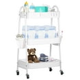 thumbnail image 1 of Baby Diaper Caddy Cart Metal Nursery Storage Organizer 3-Tier Rolling Cart Organizer for Diapers and Baby Wipes Newborn Essentials Storage Cart (White), 1 of 7