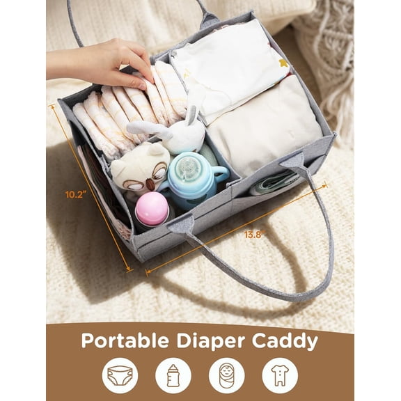 Baby Diaper Caddy Organizer, 3 Tier Rolling Storage Cart with Dividers and Drawers for Nursery Essentials