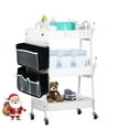 thumbnail image 1 of Baby Diaper Caddy Organizer Cart Metal rolling cart,3 Tier Rolling Storage Cart with Wheels,Baby Essentials for Diapers and Baby Wipes Newborn Essentials Storage Cart (White), 1 of 10
