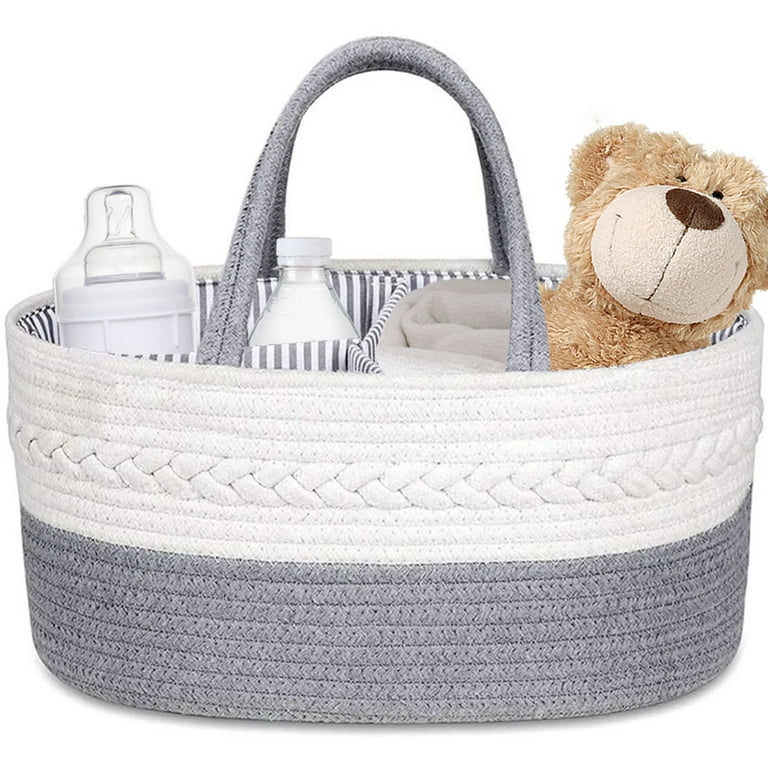 Woven Cotton Baby Diaper Caddy Organizer, Extra-Large Changing