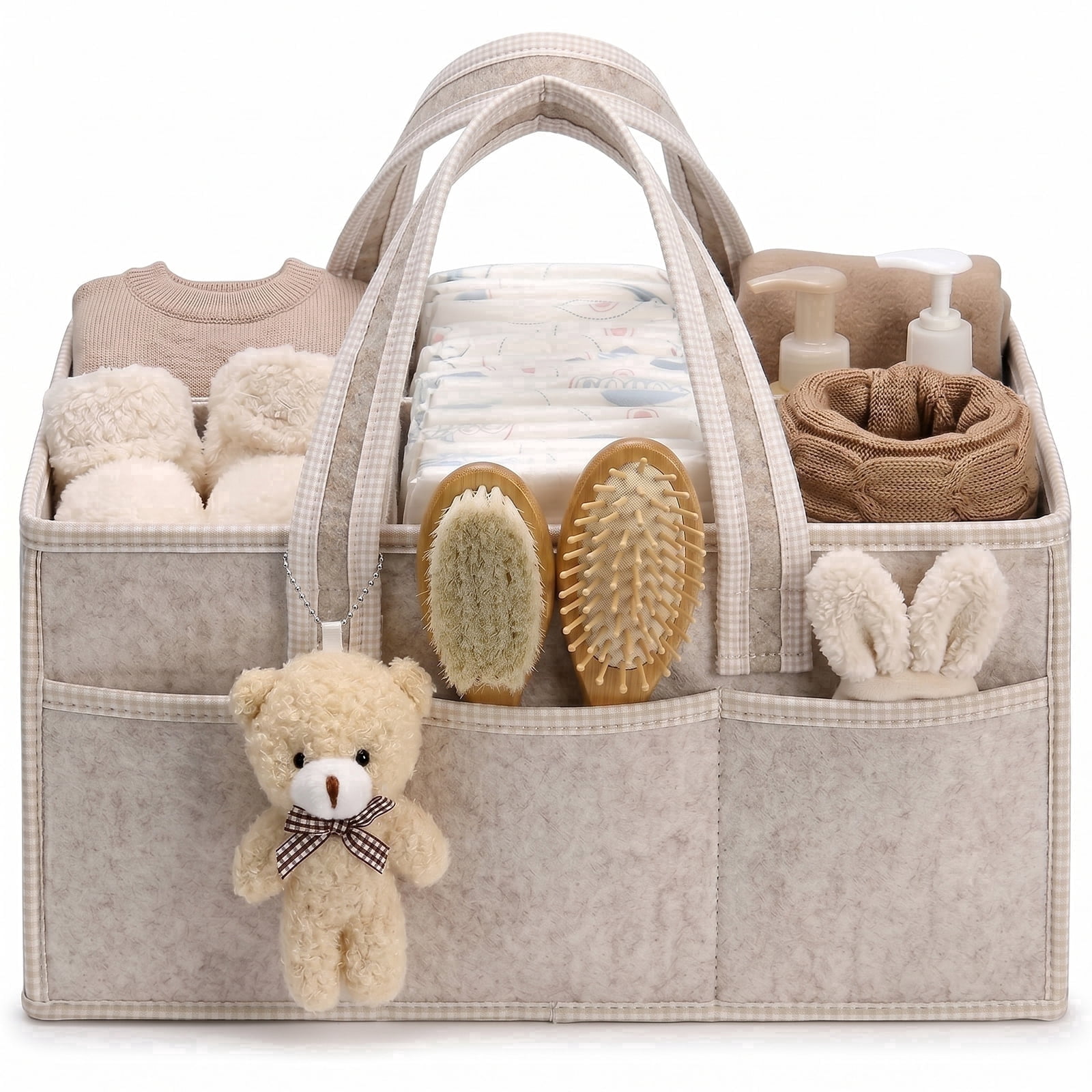 Baby Diaper Caddy Organizer, Portable Nursery & Car Storage Bin for Diapers & Wipes, Baby Registry Must Have, Boy & Girl Baby Shower Gift