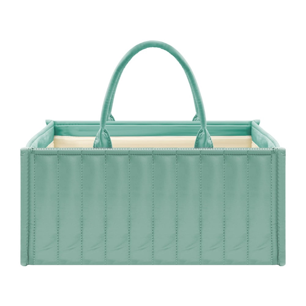 Baby Diaper Caddy Organizer, Large Nursery Storage Basket with Handle, Portable Infant Caddy with Compartments, Newborn Essentials, Green 38.1*25.4*17.8cm