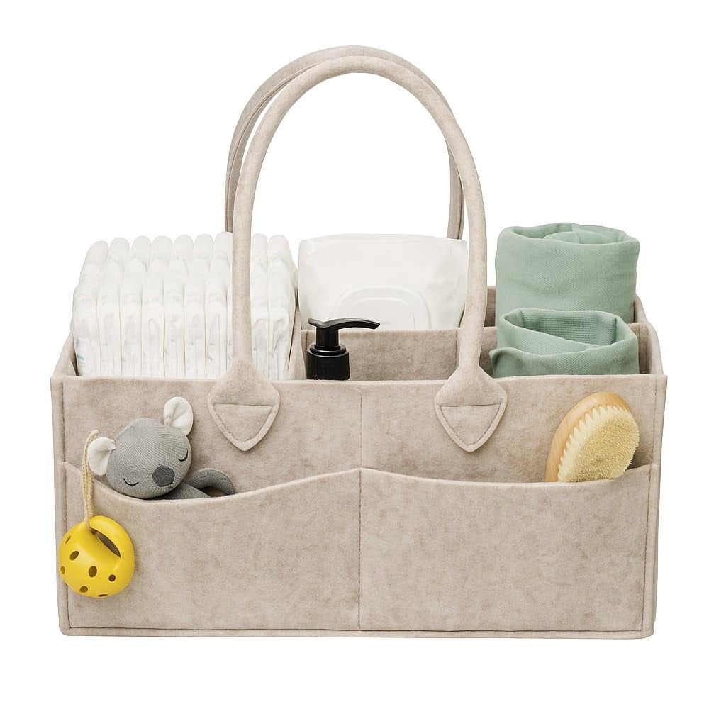 Baby Diaper Caddy Organizer - Nursery Storage Basket for Diaper Station, Baby Basket Shower List and Registry Gift Must-Haves, Newborn Essentials, Nursery Decor for Boy or Girl - DarkMocha, XL