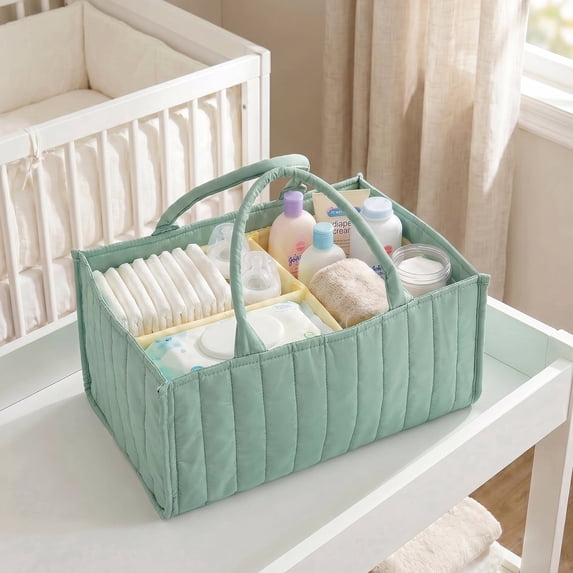 Baby Diaper Caddy Organizer Nursery Storage Bin Basket with Handle Portable Diaper Organizer Suitable for Indoor Outdoor